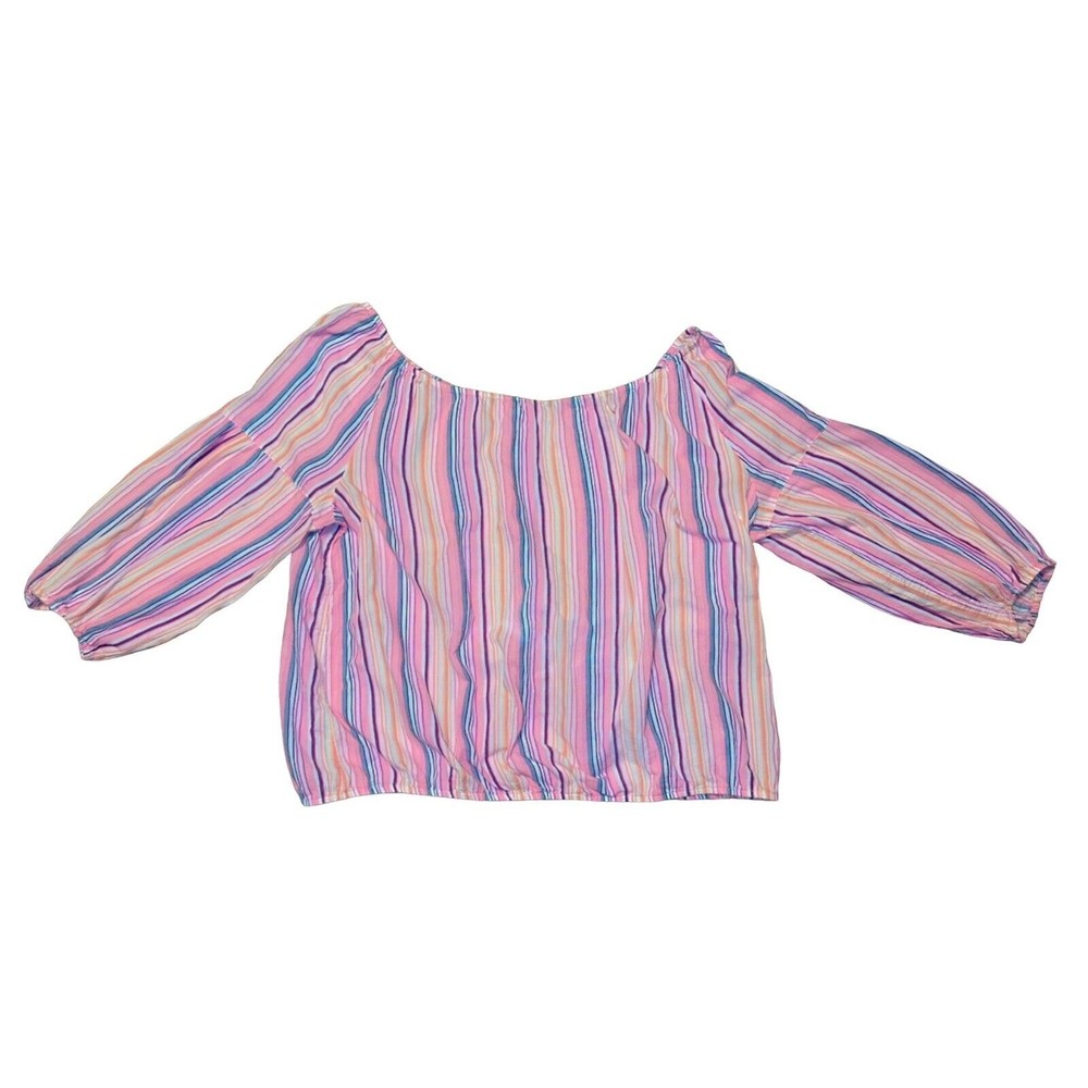 Gap Shirt Top Plus  3/4 Sleeve Blouse Women's Size XXL Off Shoulder Striped‎